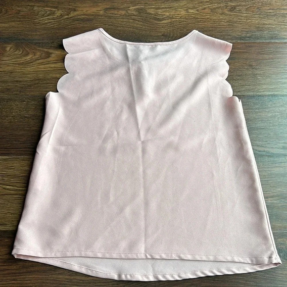 SHEIN Light Pink Shirt with Scalloped Sleeve | Scallop Sleeves | SHEIN | Pink - Picture 6 of 8